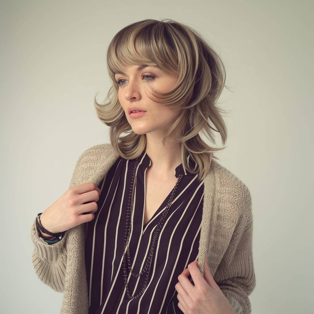 Layered Haircut with Retro Inspired Curls