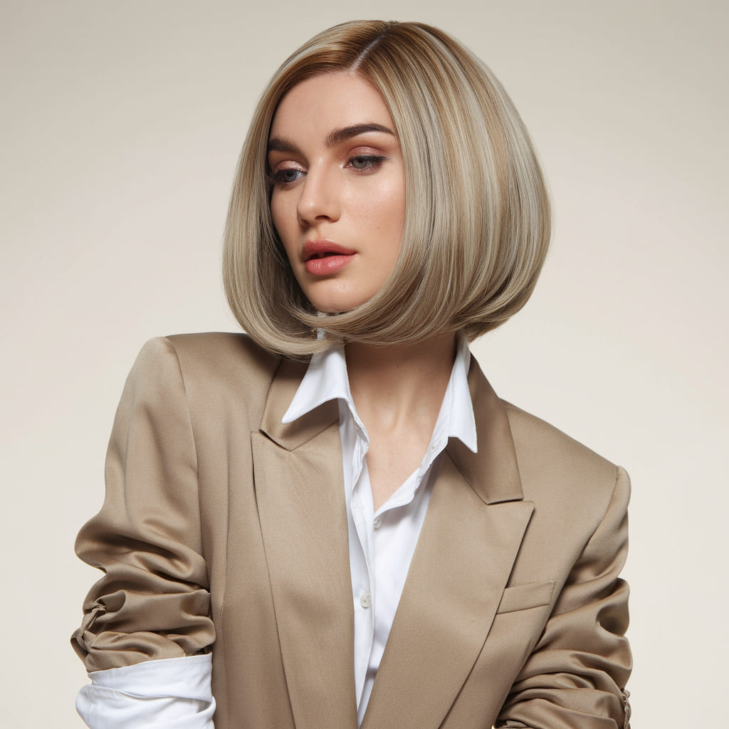 Sleek Bob with Fluffy Crown