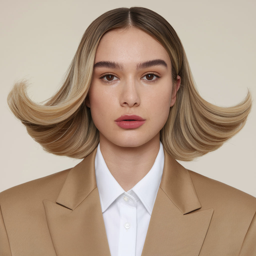 Sleek Bob with Fluffy Ends