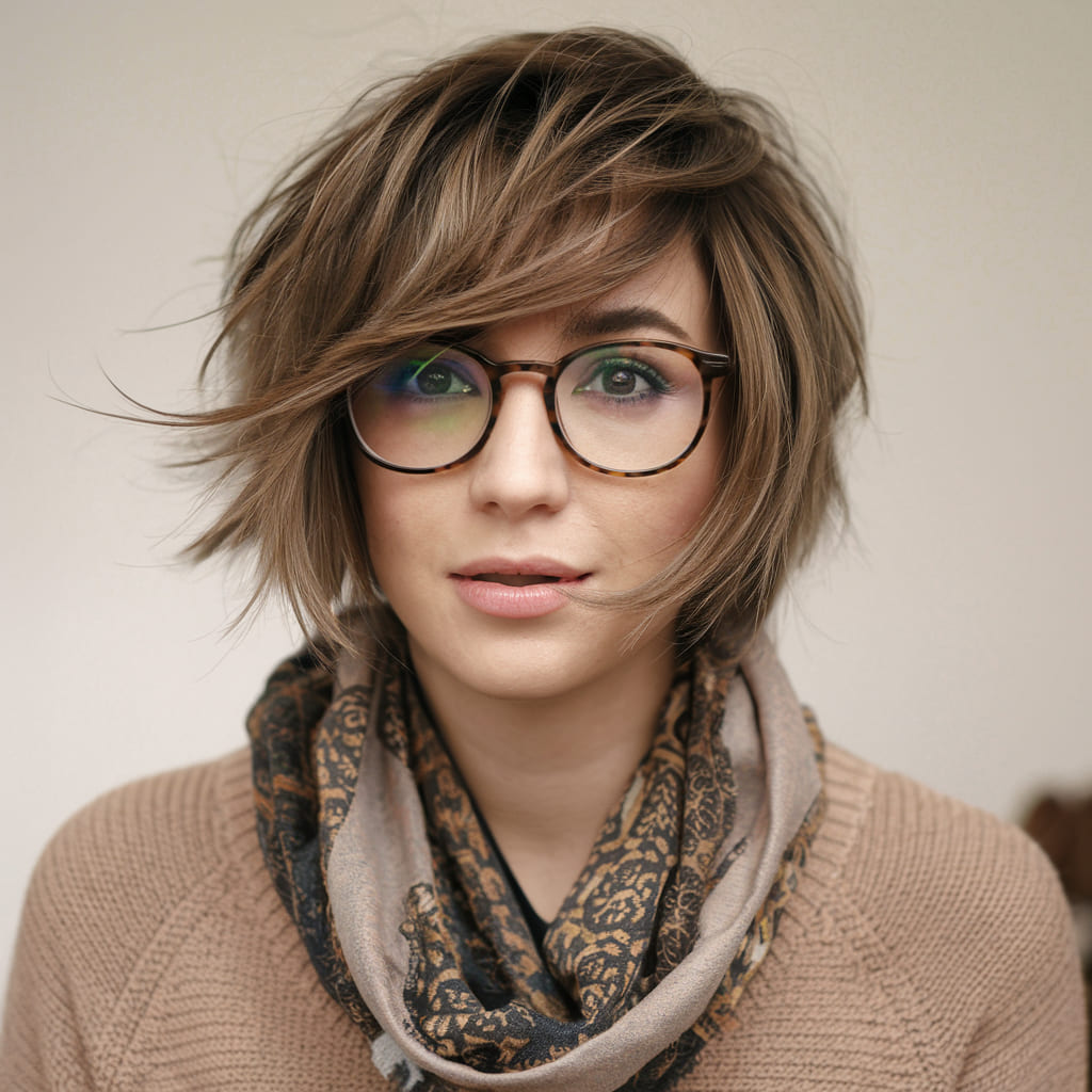 Casual Short Shag with Wispy Side Bangs