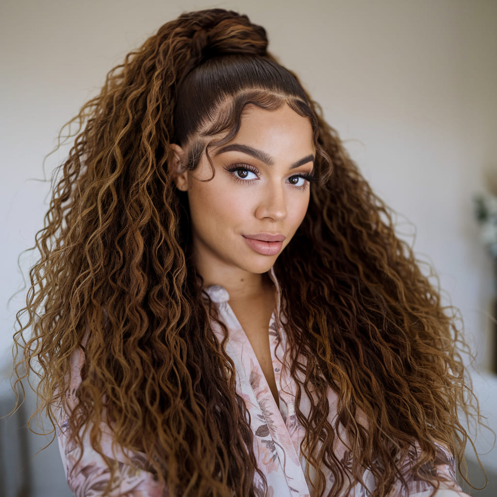 Curly High Ponytail With Volume