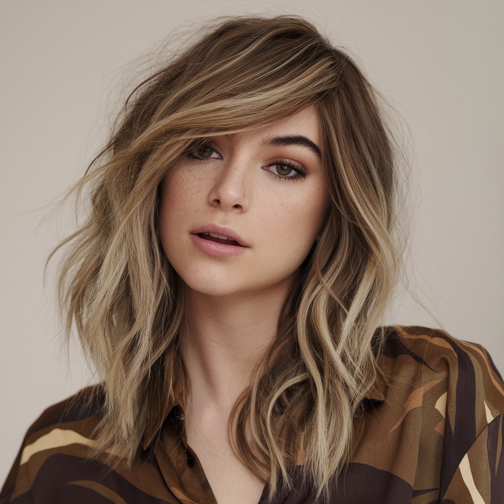 Layered Style with Side-Swept Fringe