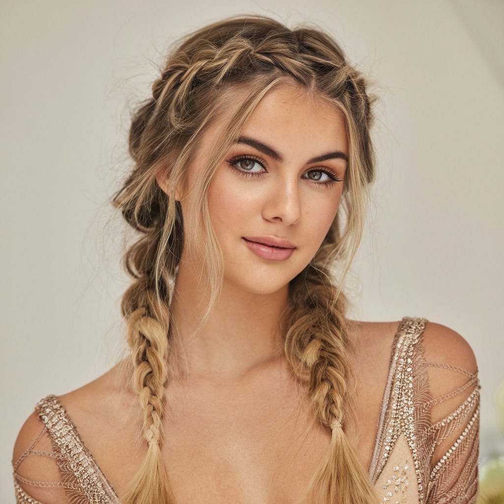 Loose French Braid with Tousled Ends