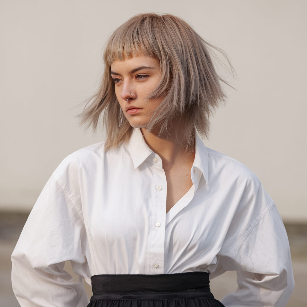 Punk Shag with Cropped Choppy Fringe