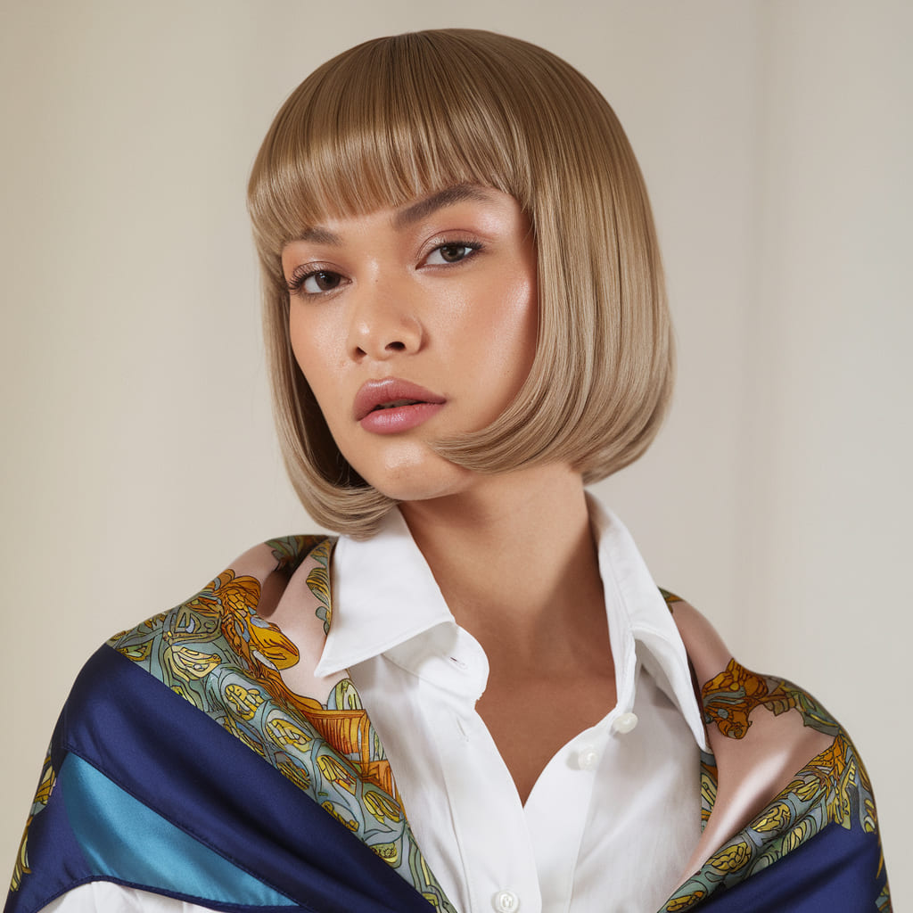 Sleek Bob Paired with Full Thick Fringe