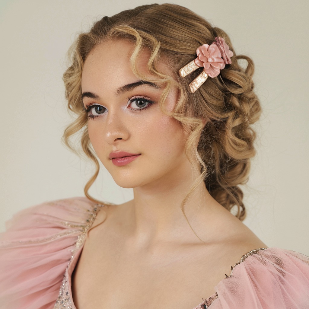 Soft Curls with a Floral Clip