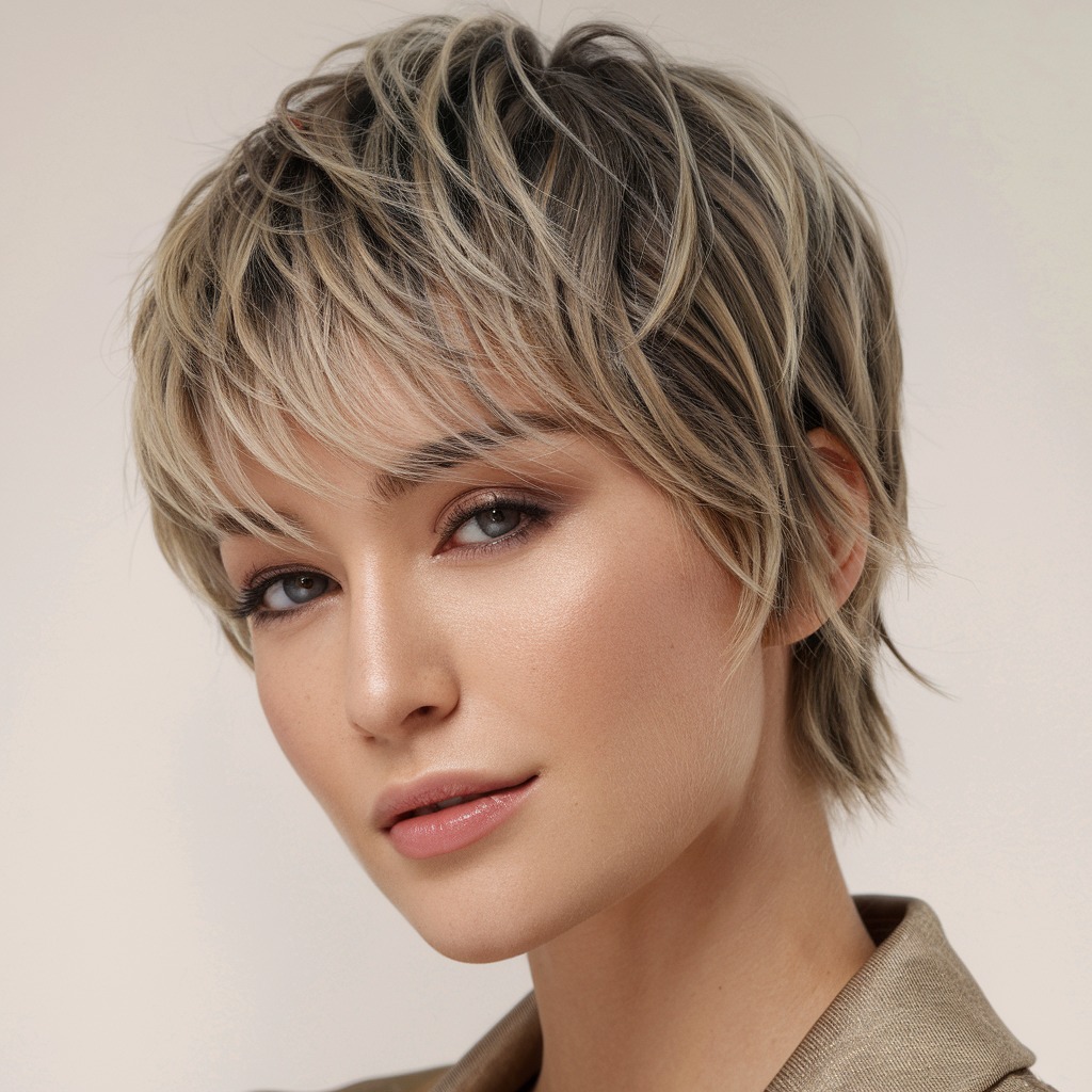 Textured Pixie Bob with Highlights