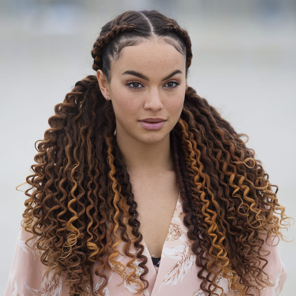 Twisted Low Ponytail with Curly Ends