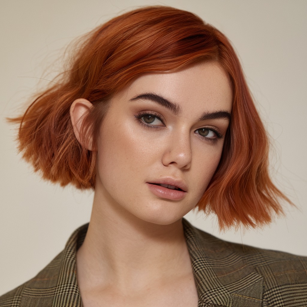 Asymmetrical Bob with Bold Red Tones