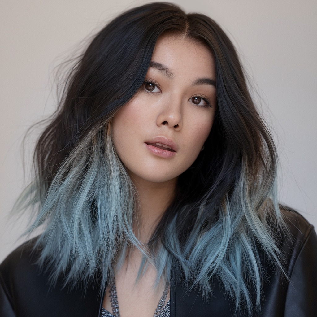 Blue-Black Hair with Icy Highlights