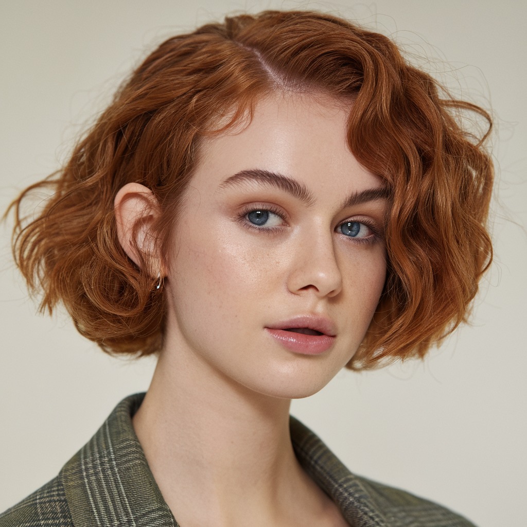 Curly Crop with Auburn Tones