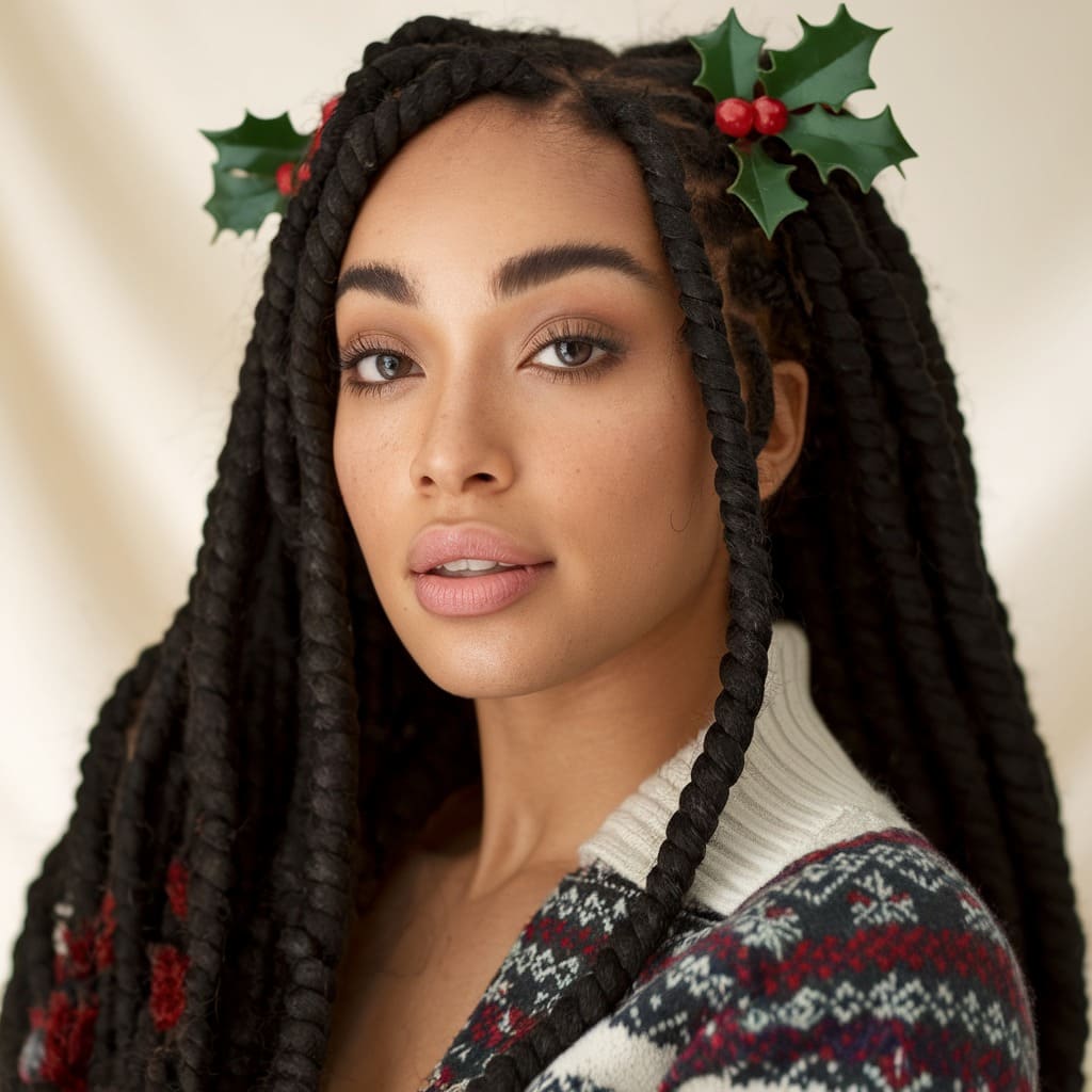 Marley Twists with Holly Berry and Leaf Accents