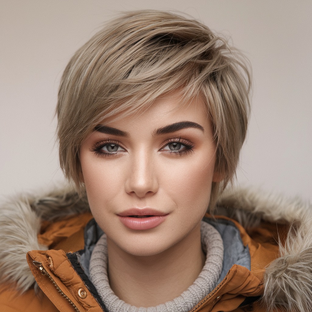 Textured Pixie with Side-Swept Bangs